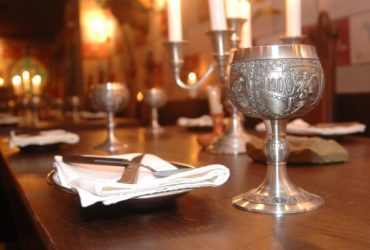 silver goblet in a medieval feast