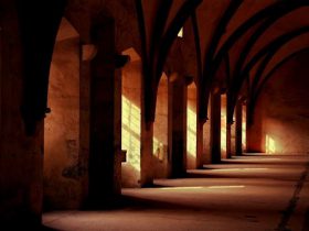 medieval monaster under natural lighting